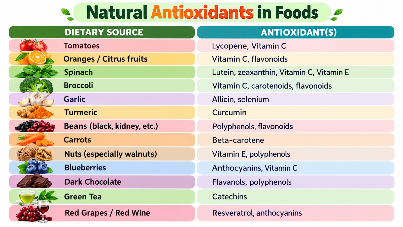 Sources of Antioxidant