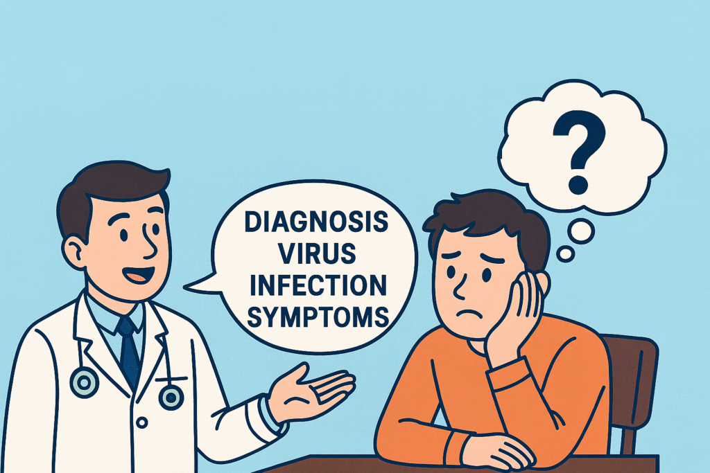 Poster Showing Patient Confused by the Disease Related Terms Used by a Doctor