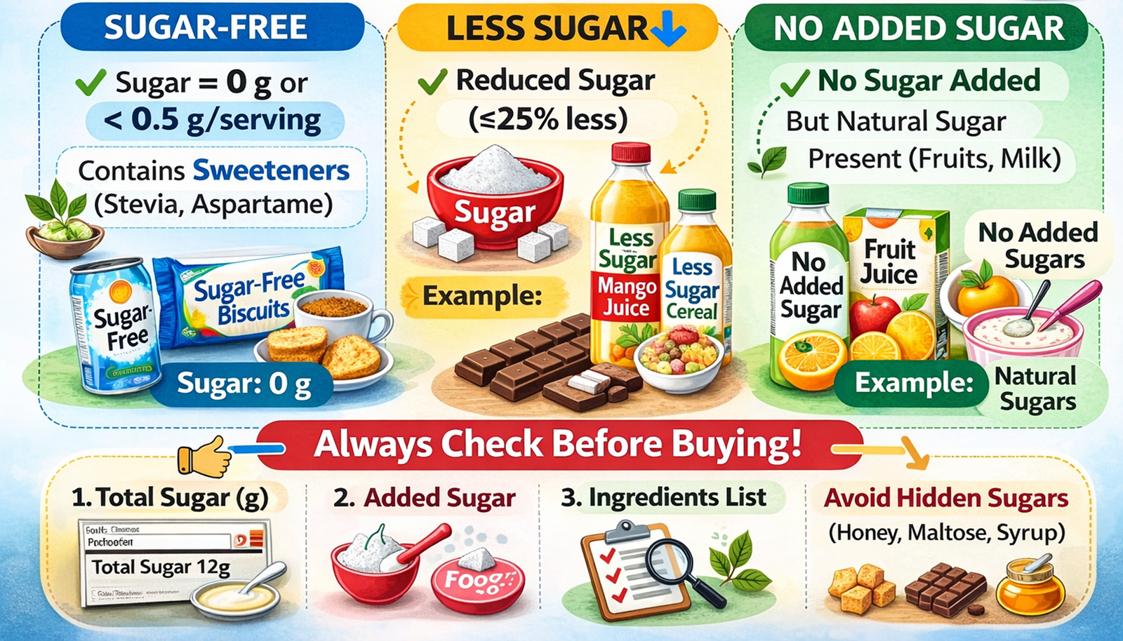 Sugar-Free Vs Less Sugar Vs No Added Sugar